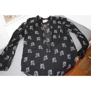 philosophy black tiger print women's blouse